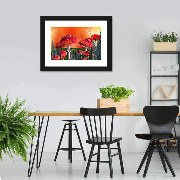 Magical Mushrooms Canvas Wall Art-3 Horizontal-Gallery Wrap-25" x 16"-Tiaracle