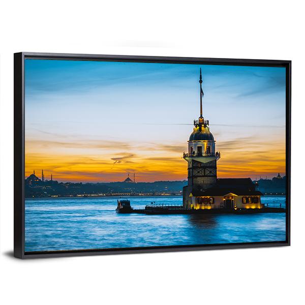 Maiden Tower At Sunset Canvas Wall Art-1 Piece-Floating Frame-24" x 16"-Tiaracle