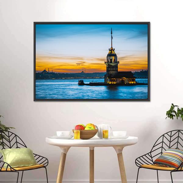 Maiden Tower At Sunset Canvas Wall Art-5 Horizontal-Gallery Wrap-22" x 12"-Tiaracle