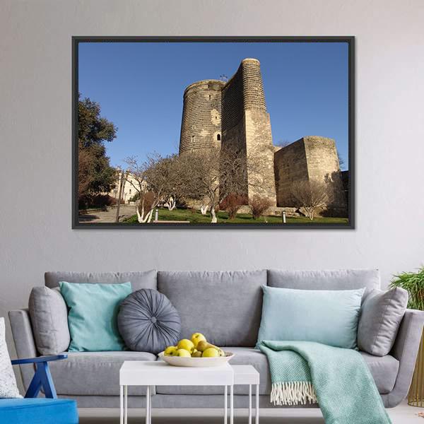 Maiden Tower Azerbaijan Canvas Wall Art-1 Piece-Floating Frame-24" x 16"-Tiaracle