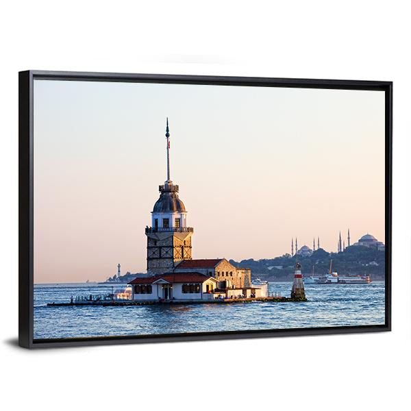 Maiden Tower Istanbul Canvas Wall Art-1 Piece-Floating Frame-24" x 16"-Tiaracle
