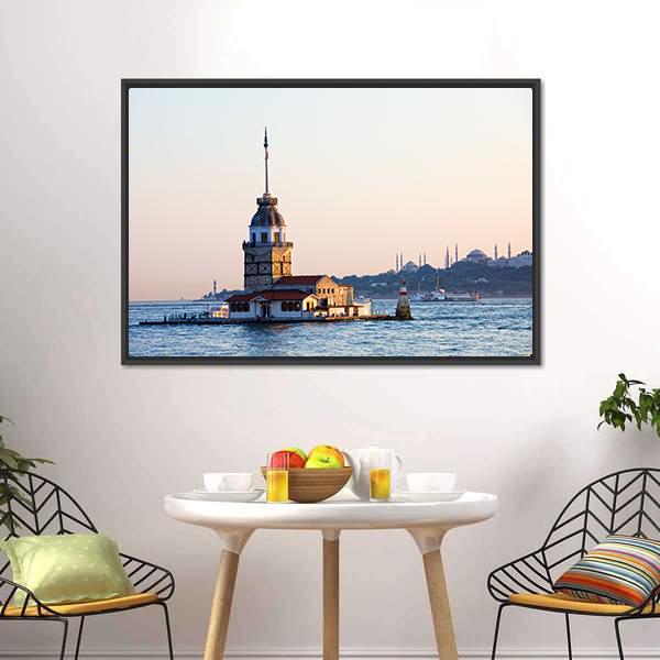 Maiden Tower Istanbul Canvas Wall Art-5 Horizontal-Gallery Wrap-22" x 12"-Tiaracle