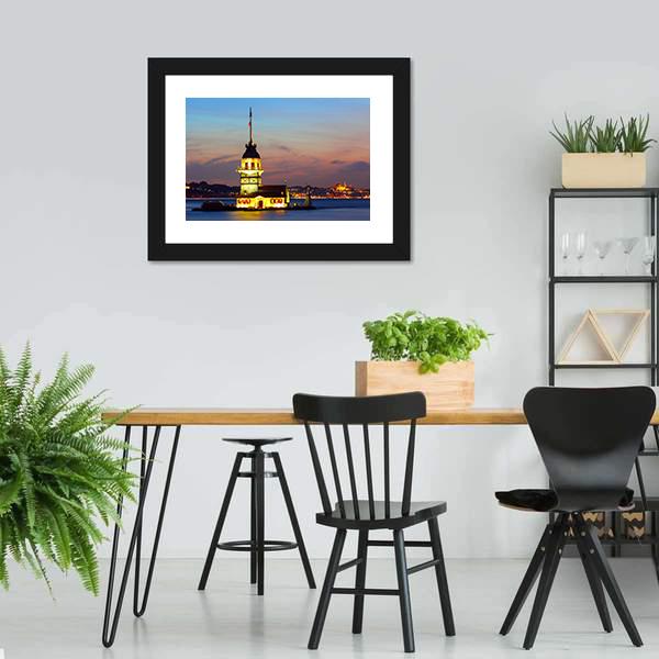 Maiden's Tower In Istanbul Canvas Wall Art-5 Horizontal-Gallery Wrap-22" x 12"-Tiaracle