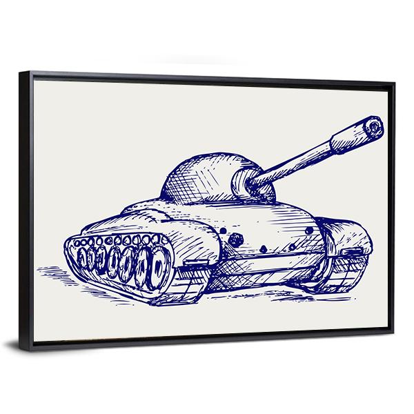 Main Battle Tank Canvas Wall Art-1 Piece-Floating Frame-24" x 16"-Tiaracle