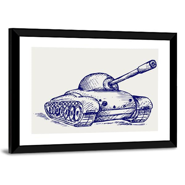 Main Battle Tank Canvas Wall Art-1 Piece-Framed Print-20" x 16"-Tiaracle