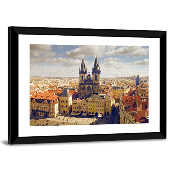 Main Square In Prague Canvas Wall Art-1 Piece-Framed Print-30" x 20"-Tiaracle