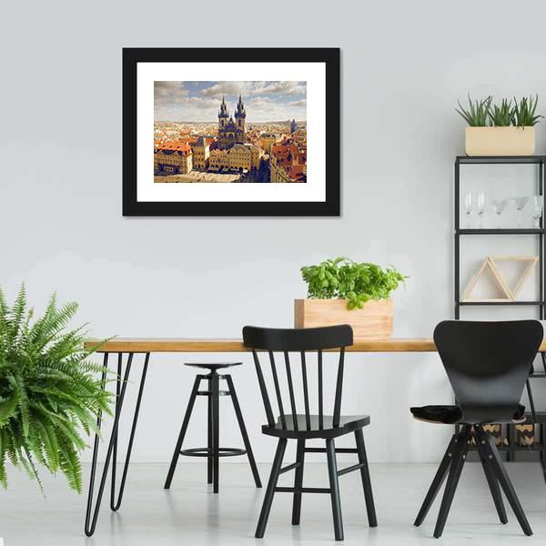 Main Square In Prague Canvas Wall Art-5 Horizontal-Gallery Wrap-22" x 12"-Tiaracle