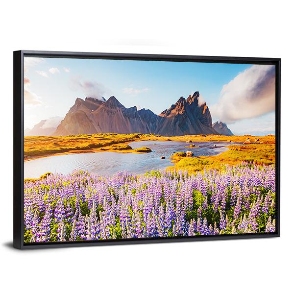 Majestic Lupine Flowers Canvas Wall Art-1 Piece-Floating Frame-36" x 24"-Tiaracle