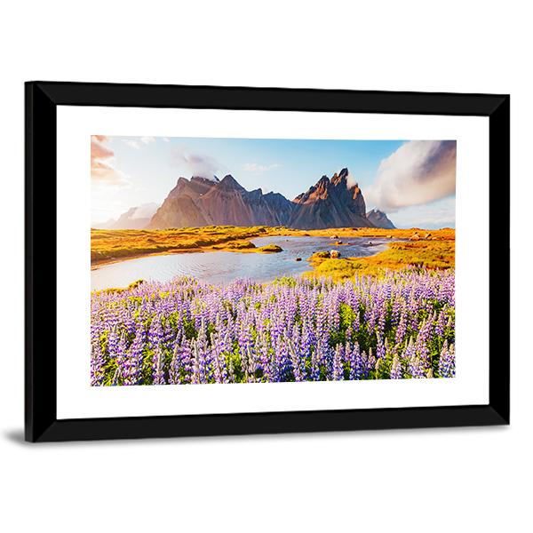 Majestic Lupine Flowers Canvas Wall Art-1 Piece-Framed Print-42" x 14"-Tiaracle