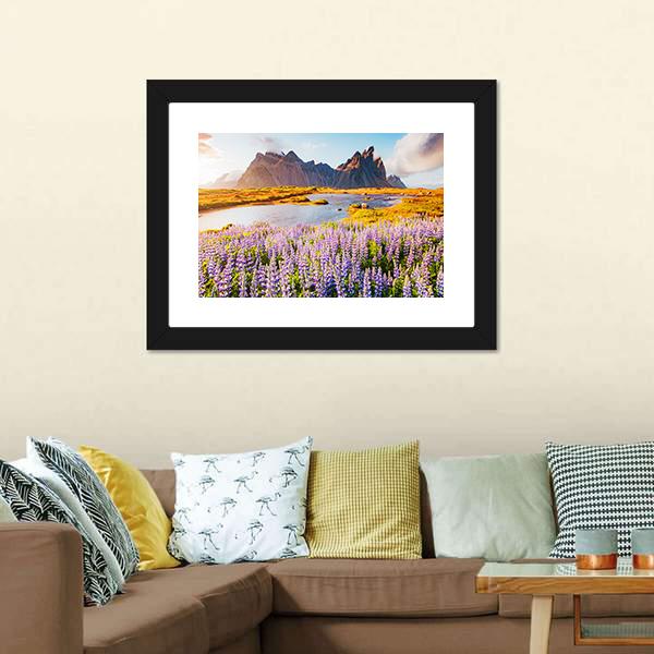 Majestic Lupine Flowers Canvas Wall Art-5 Horizontal-Gallery Wrap-22" x 12"-Tiaracle