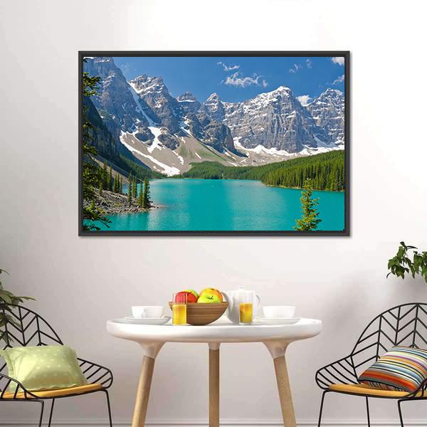 Majestic Moraine Lake Canvas Wall Art-3 Horizontal-Gallery Wrap-25&quot; x 16&quot;-Tiaracle