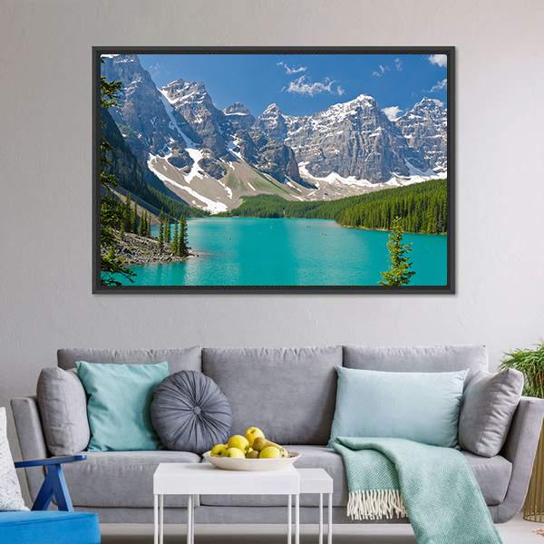 Majestic Moraine Lake Canvas Wall Art-3 Horizontal-Gallery Wrap-25&quot; x 16&quot;-Tiaracle