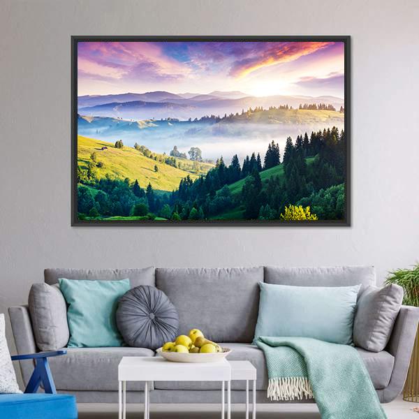 Majestic Mountain Landscape Canvas Wall Art-5 Horizontal-Gallery Wrap-22" x 12"-Tiaracle