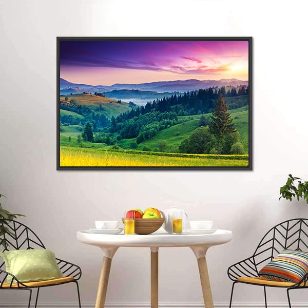 Majestic Sunset In Carpathian Canvas Wall Art-5 Horizontal-Gallery Wrap-22" x 12"-Tiaracle