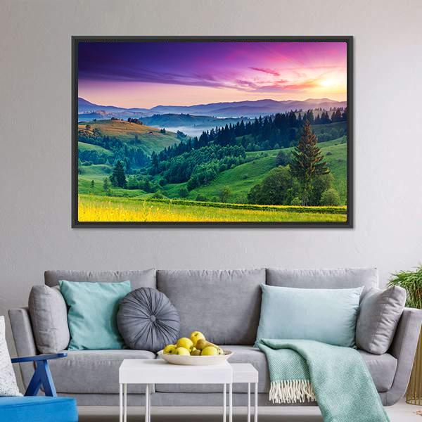 Majestic Sunset In Carpathian Canvas Wall Art-5 Horizontal-Gallery Wrap-22" x 12"-Tiaracle