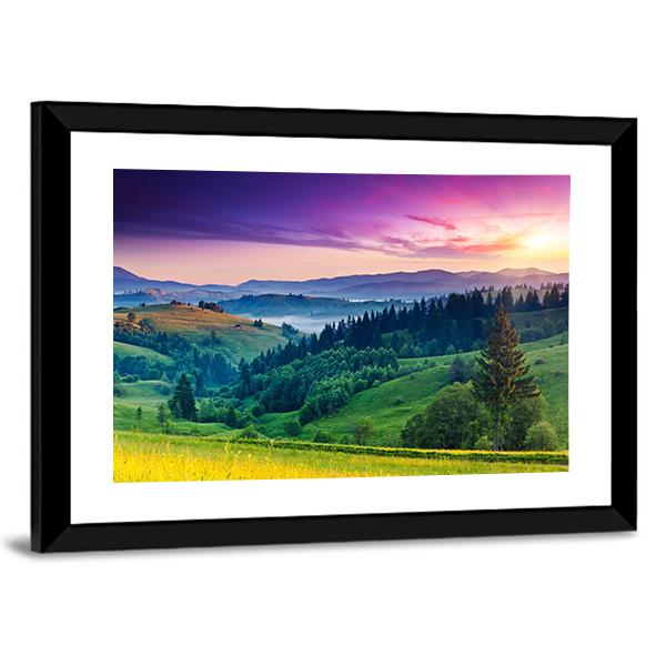 Majestic Sunset In Carpathian Canvas Wall Art-5 Horizontal-Gallery Wrap-22" x 12"-Tiaracle