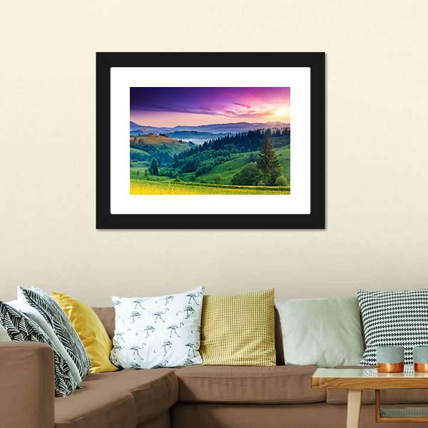 Majestic Sunset In Carpathian Canvas Wall Art-5 Horizontal-Gallery Wrap-22" x 12"-Tiaracle