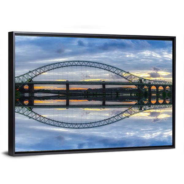 Major River Crossing Bridge Canvas Wall Art-1 Piece-Floating Frame-24" x 16"-Tiaracle
