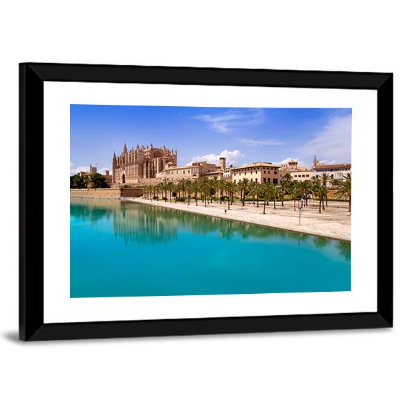 Majorca La Seu Cathedral Canvas Wall Art-1 Piece-Framed Print-20" x 16"-Tiaracle