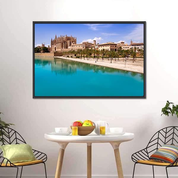 Majorca La Seu Cathedral Canvas Wall Art-5 Horizontal-Gallery Wrap-22" x 12"-Tiaracle