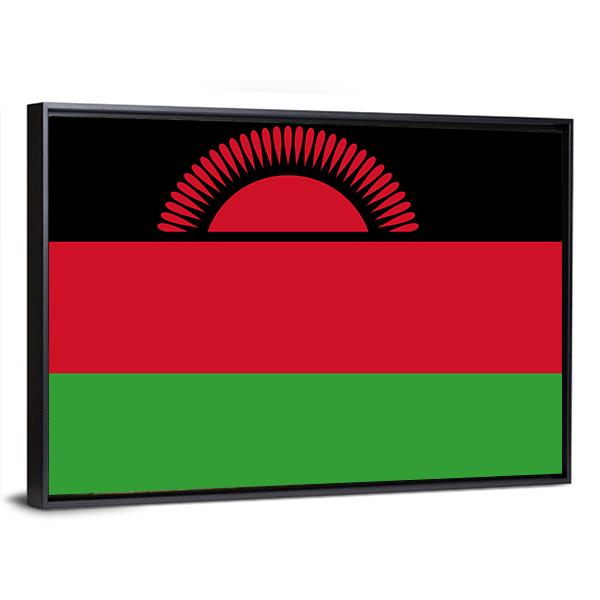 Malawi Flag Canvas Wall Art-1 Piece-Floating Frame-24" x 16"-Tiaracle