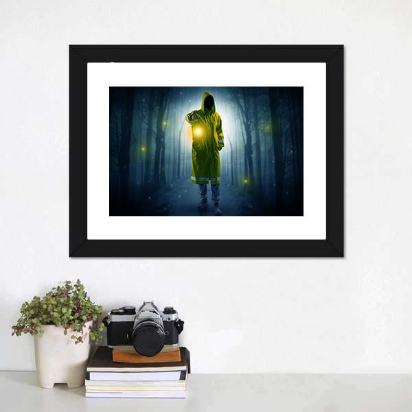Man In Dark Forest Canvas Wall Art-5 Horizontal-Gallery Wrap-22" x 12"-Tiaracle