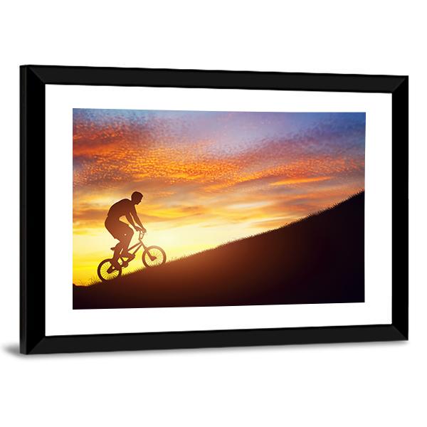 Man Riding Bmx Bike Canvas Wall Art-1 Piece-Framed Print-20" x 16"-Tiaracle