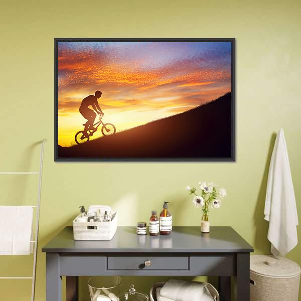 Man Riding Bmx Bike Canvas Wall Art-5 Horizontal-Gallery Wrap-22" x 12"-Tiaracle