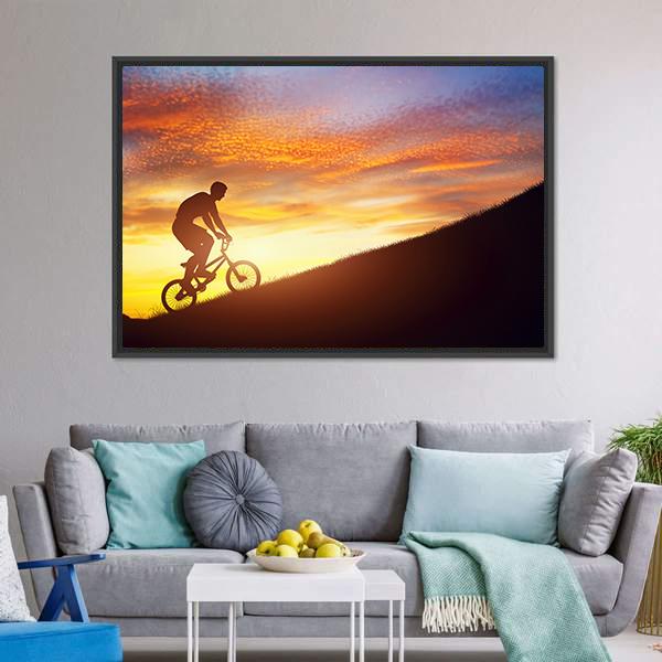 Man Riding Bmx Bike Canvas Wall Art-5 Horizontal-Gallery Wrap-22" x 12"-Tiaracle