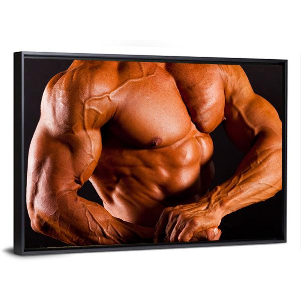 Man Showing Muscles Canvas Wall Art-3 Horizontal-Gallery Wrap-25&quot; x 16&quot;-Tiaracle