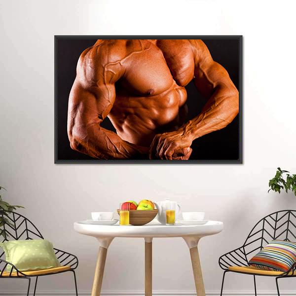 Man Showing Muscles Canvas Wall Art-3 Horizontal-Gallery Wrap-25&quot; x 16&quot;-Tiaracle