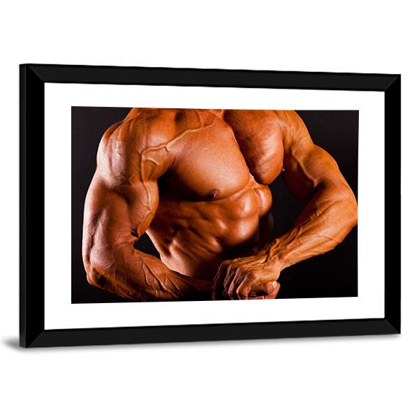 Man Showing Muscles Canvas Wall Art-3 Horizontal-Gallery Wrap-25&quot; x 16&quot;-Tiaracle
