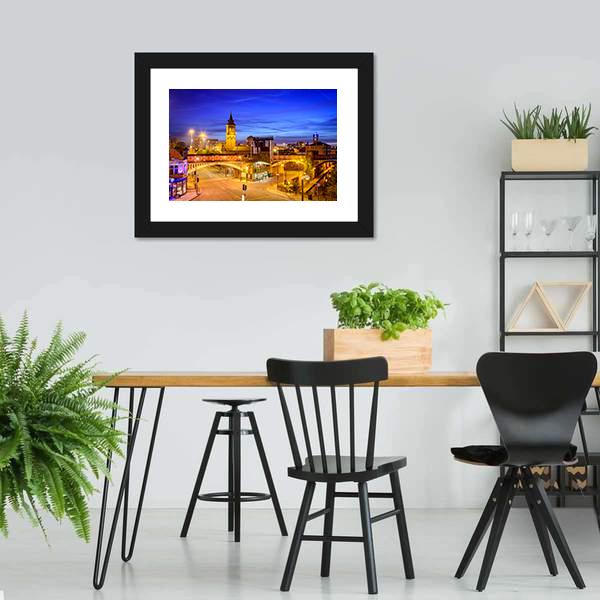 Manchester City At Night Canvas Wall Art-5 Horizontal-Gallery Wrap-22" x 12"-Tiaracle