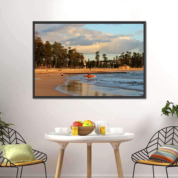 Manly Beach Sydney Canvas Wall Art-3 Horizontal-Gallery Wrap-25" x 16"-Tiaracle