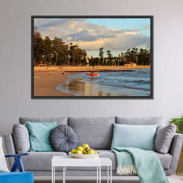 Manly Beach Sydney Canvas Wall Art-3 Horizontal-Gallery Wrap-25" x 16"-Tiaracle