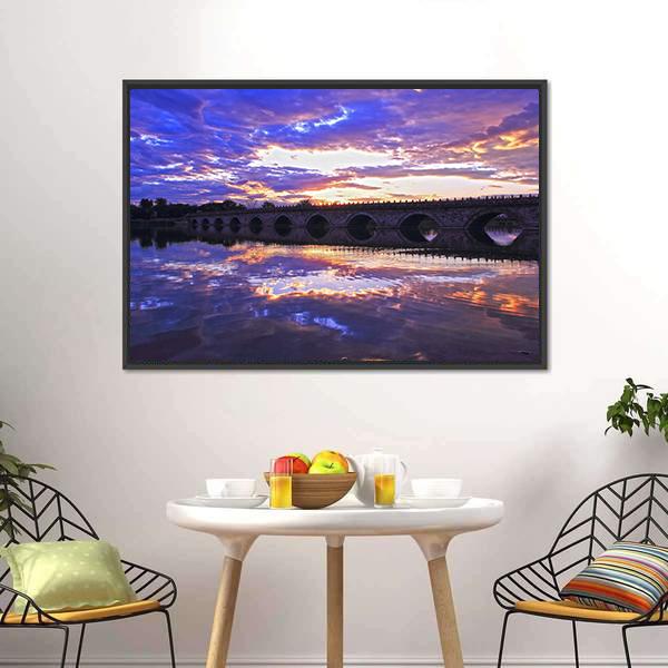 Marco Polo Bridge Beijing Canvas Wall Art-3 Horizontal-Gallery Wrap-25" x 16"-Tiaracle