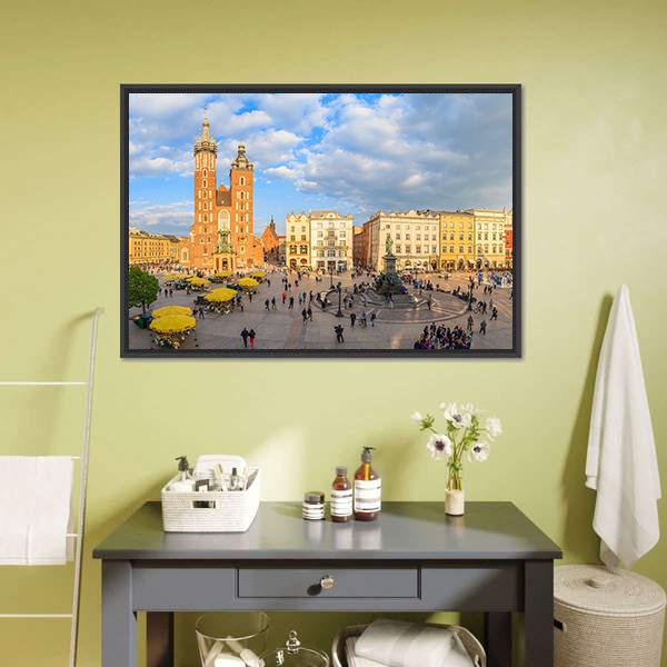 Mariacki Cathedral In Krakow Canvas Wall Art-3 Horizontal-Gallery Wrap-25" x 16"-Tiaracle