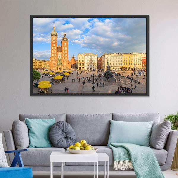 Mariacki Cathedral In Krakow Canvas Wall Art-3 Horizontal-Gallery Wrap-25" x 16"-Tiaracle