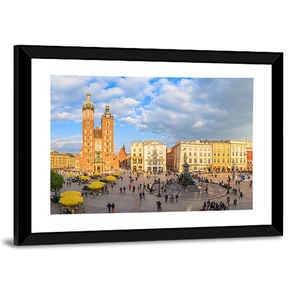 Mariacki Cathedral In Krakow Canvas Wall Art-3 Horizontal-Gallery Wrap-25" x 16"-Tiaracle