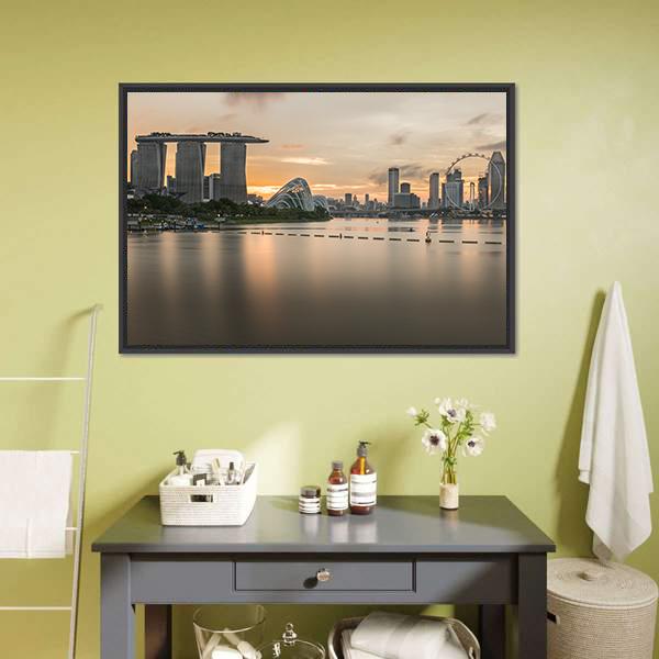 Marina Bay Sands And Singapore Flyer View Canvas Wall Art-3 Horizontal-Gallery Wrap-25" x 16"-Tiaracle