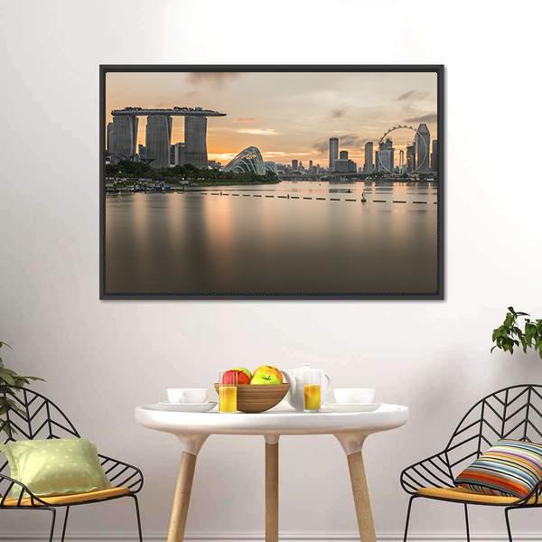 Marina Bay Sands And Singapore Flyer View Canvas Wall Art-3 Horizontal-Gallery Wrap-25" x 16"-Tiaracle
