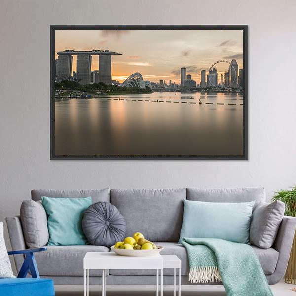 Marina Bay Sands And Singapore Flyer View Canvas Wall Art-3 Horizontal-Gallery Wrap-25" x 16"-Tiaracle
