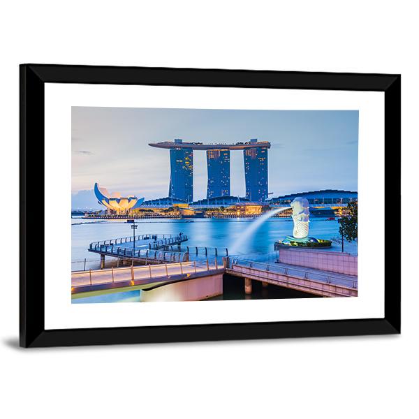 Marina Bay Skyline Canvas Wall Art-3 Horizontal-Gallery Wrap-25" x 16"-Tiaracle