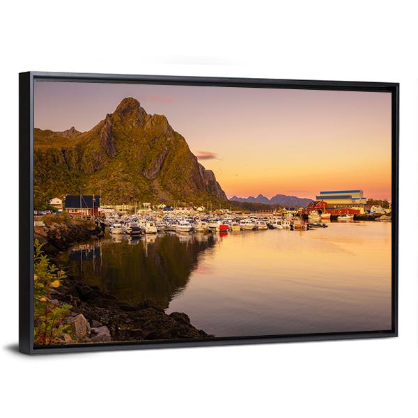 Marina Of Svolvaer Canvas Wall Art-3 Horizontal-Gallery Wrap-25" x 16"-Tiaracle