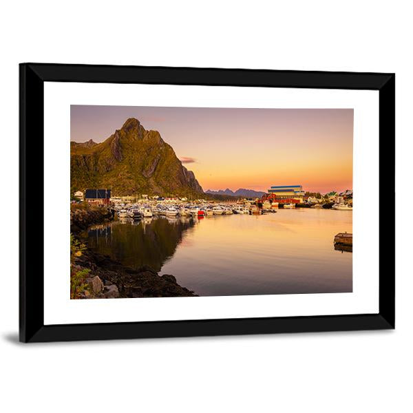 Marina Of Svolvaer Canvas Wall Art-3 Horizontal-Gallery Wrap-25" x 16"-Tiaracle
