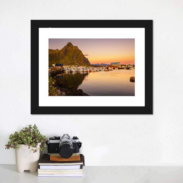 Marina Of Svolvaer Canvas Wall Art-3 Horizontal-Gallery Wrap-25" x 16"-Tiaracle