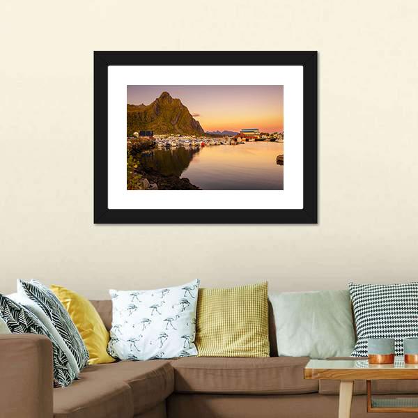 Marina Of Svolvaer Canvas Wall Art-3 Horizontal-Gallery Wrap-25" x 16"-Tiaracle