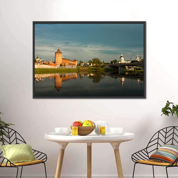 Marinkin Tower With Church Canvas Wall Art-3 Horizontal-Gallery Wrap-25" x 16"-Tiaracle