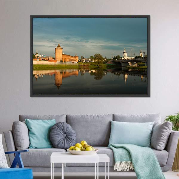 Marinkin Tower With Church Canvas Wall Art-3 Horizontal-Gallery Wrap-25" x 16"-Tiaracle