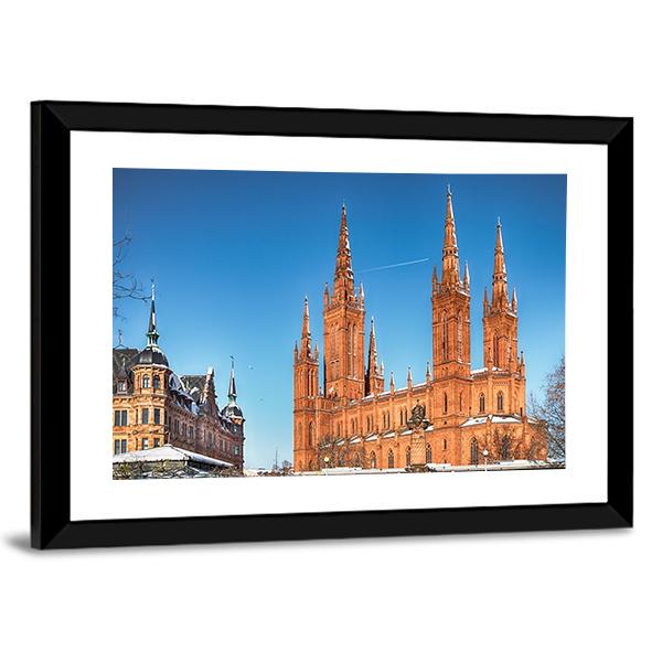 Market Church &amp; Town Hall Canvas Wall Art-3 Horizontal-Gallery Wrap-25" x 16"-Tiaracle